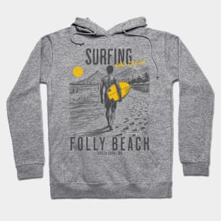 Vintage Surfing Folly Beach, South Carolina Hoodie